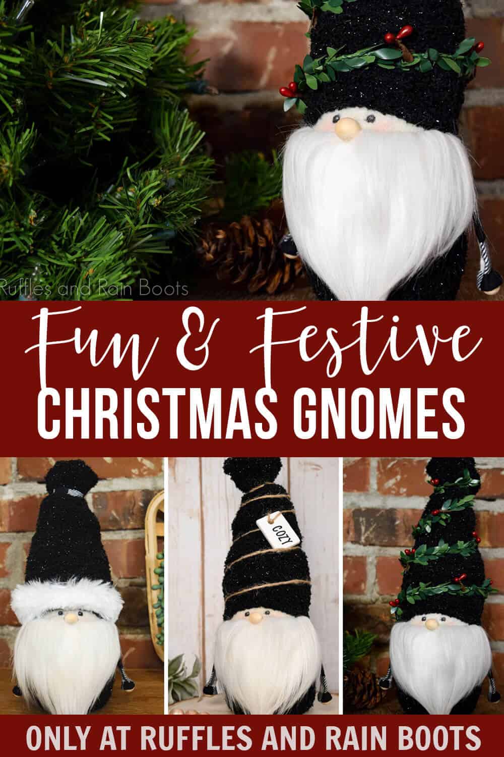 photo collage of Gnome with a Face Christmas Gnome Tutorial with text which reads fun & festive christmas gnomes