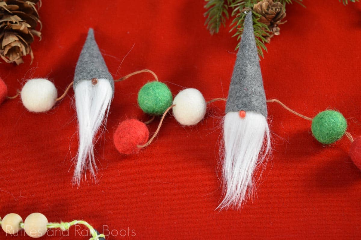 how to make a Holiday Gnome Garland for Chirstmas Decor