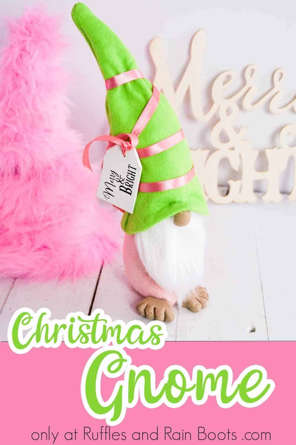 simple christmas tomte tutorial with text which reads christmas gnome with gift tag