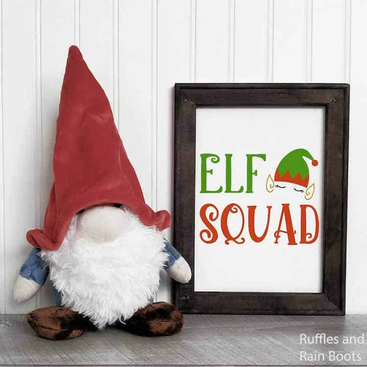 elf squad free Christmas cut file for Cricut or Silhouette on wall art with gnome