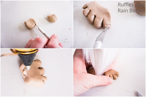 photo collage of how to make a gnome with toes