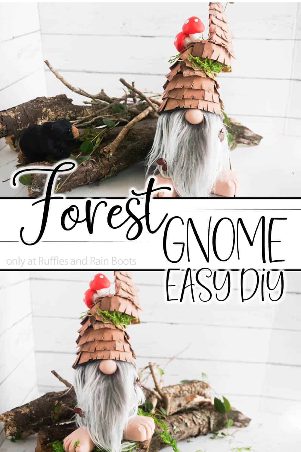photo collage of a diy tontuu with text which reads forest gnome easy diy idea