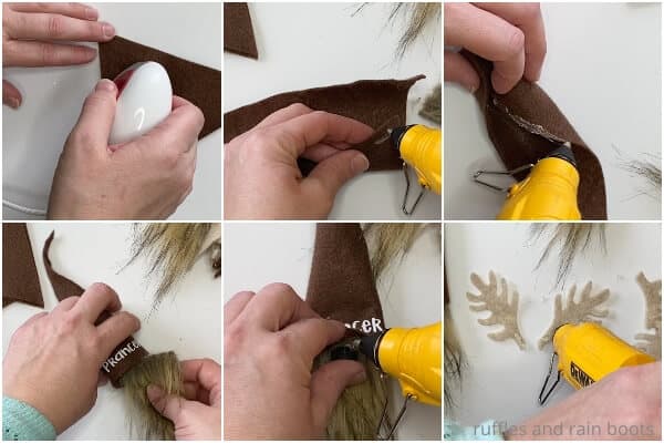 photo collage tutorial of how to make a reindeer christmas garland