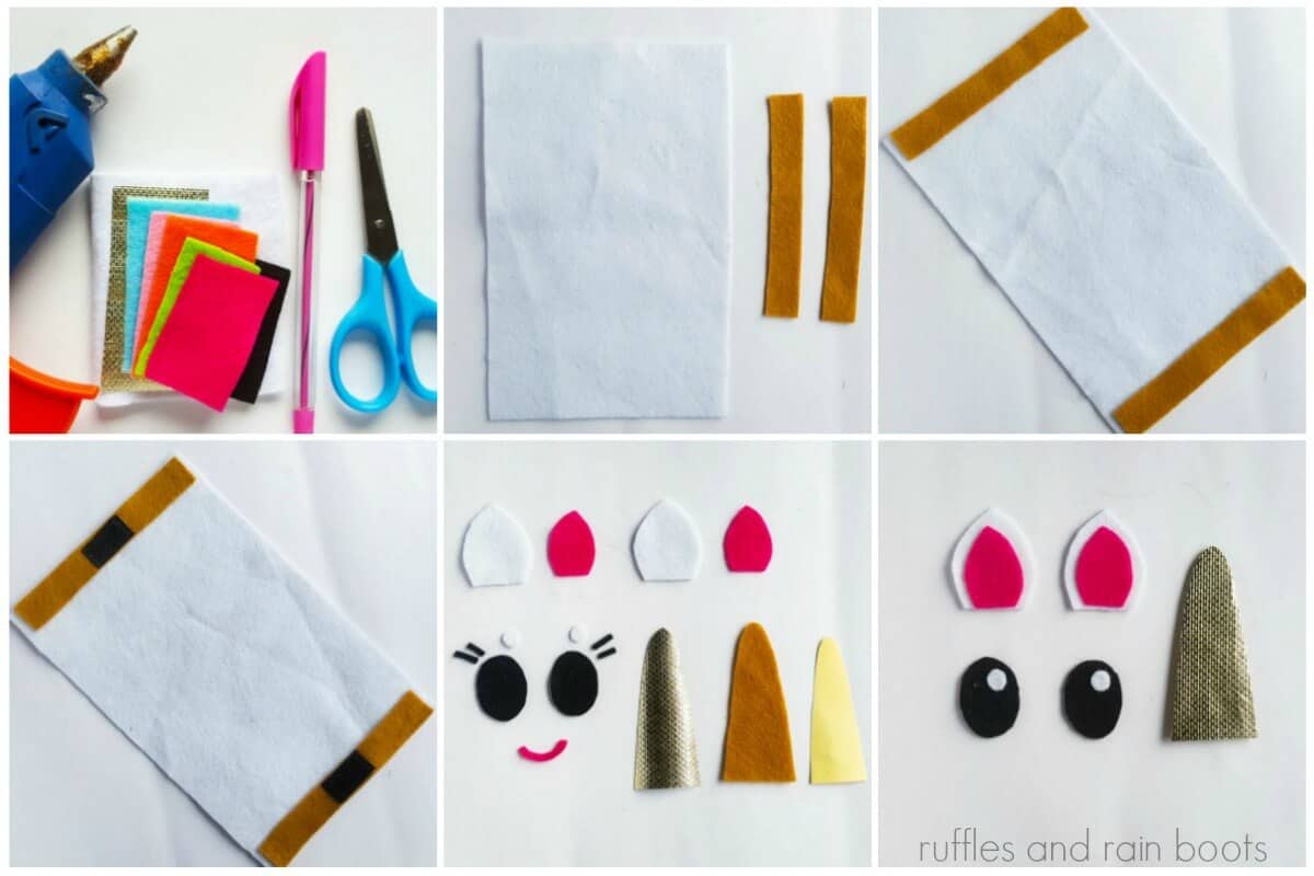 photo collage tutorial of How to make a Unicorn Pouch Collage 1