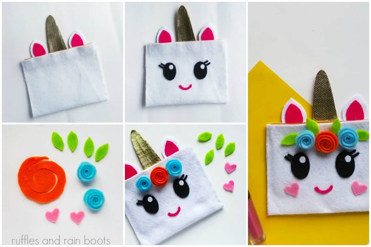 photo collage tutorial of How to make a Unicorn Pouch Collage 2