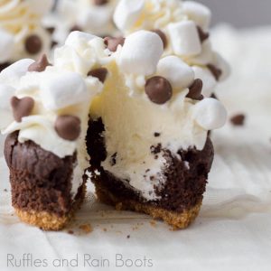 side view of marshmallow filled cupcakes
