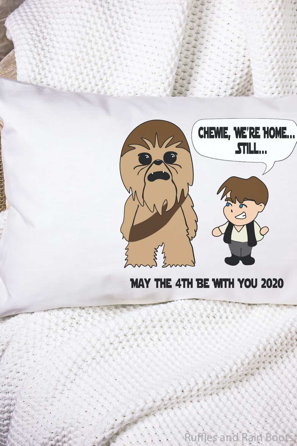 han and chewie cut files for cricut or silhouette on a pillow