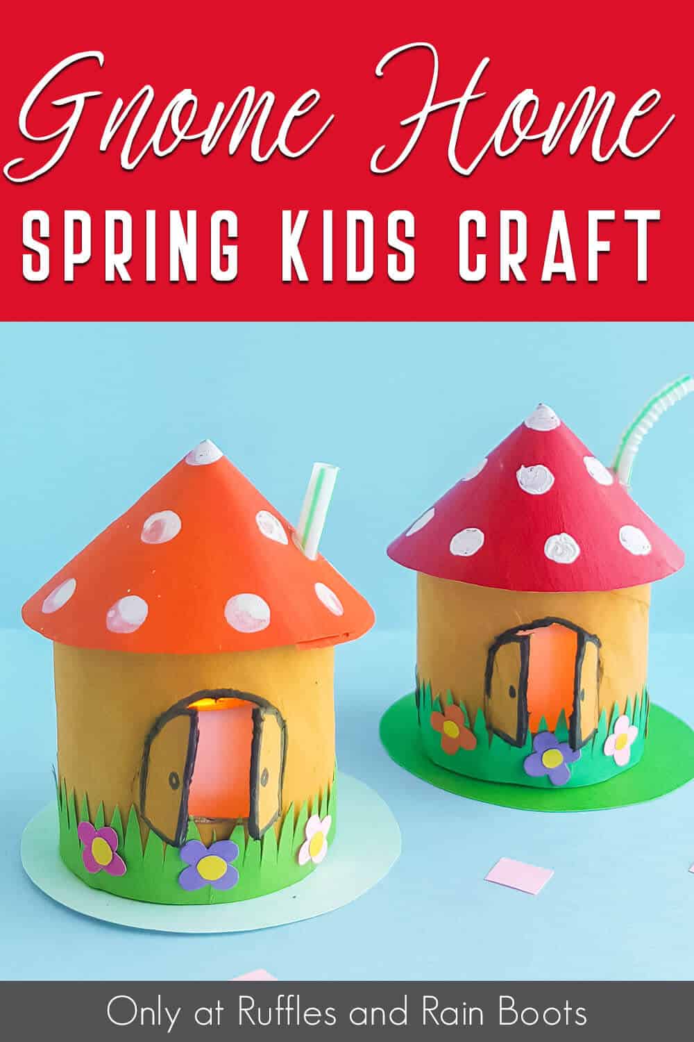 fairy house craft for kids with text which reads gnome home spring kids craft