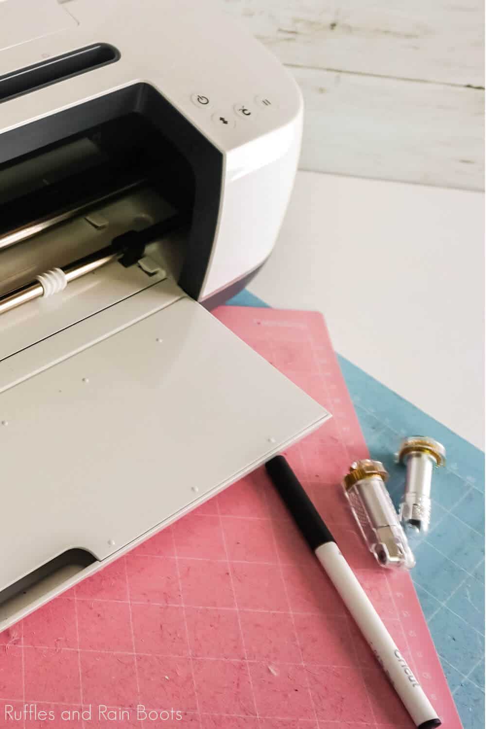 overhead view of cricut tools used to make items to sell at craft fairs