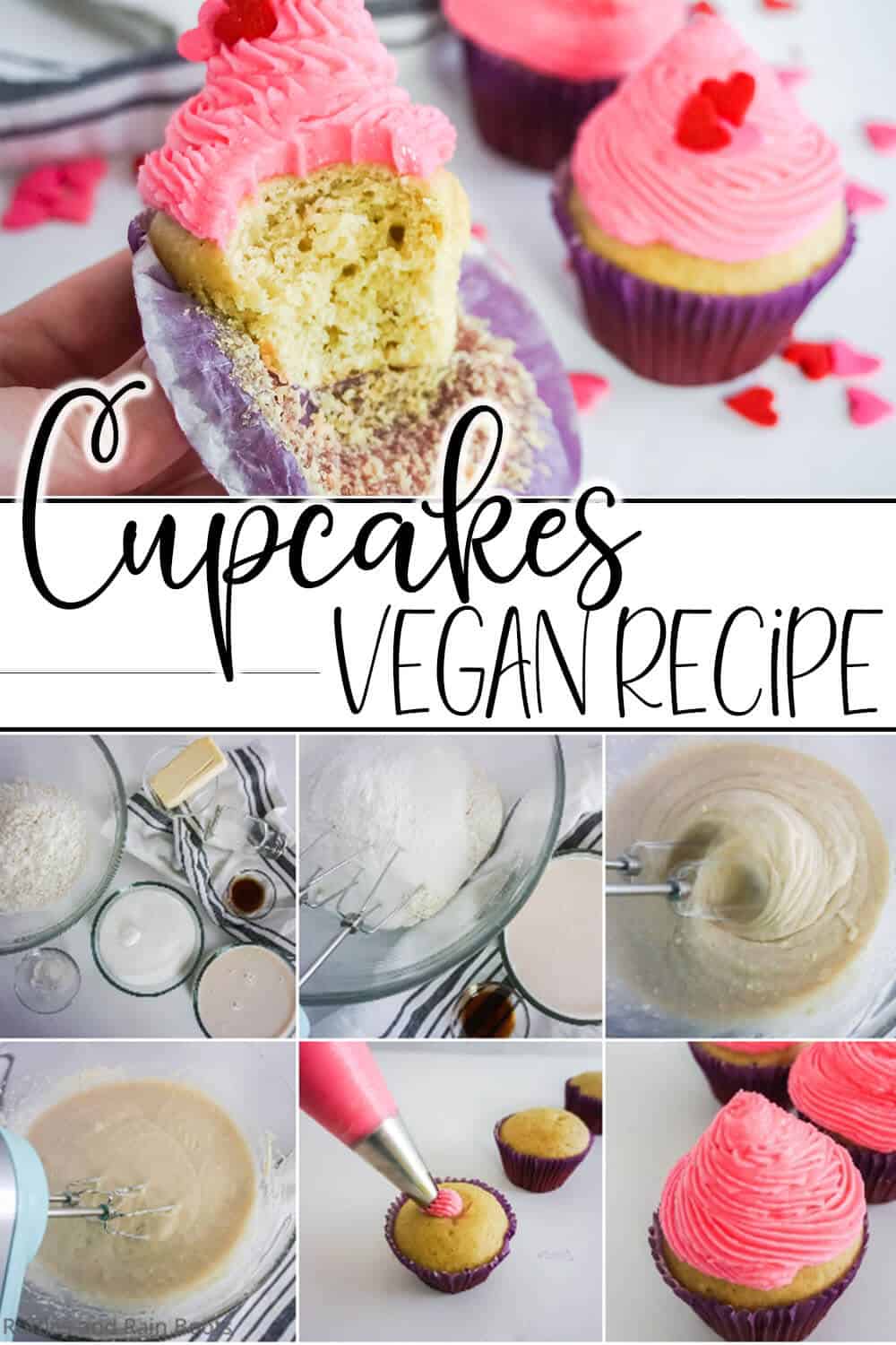 photo collage of cupcakes made without eggs with text which reads cupcakes vegan recipe
