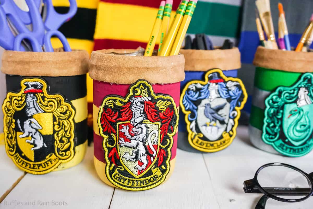how to make harry potter hogwarts house mason jars