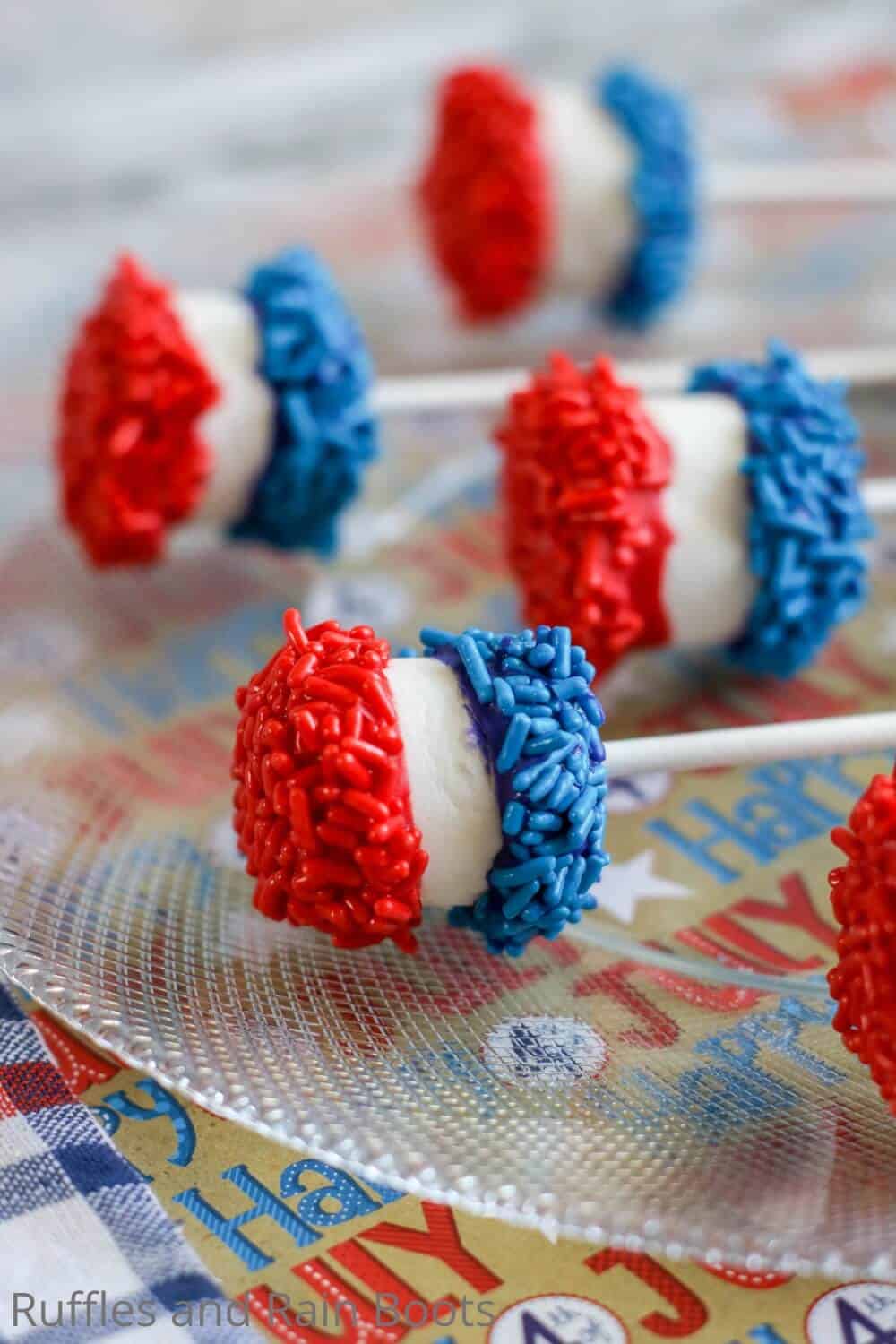 Red White Blue Marshmallows july 4th snack for kids