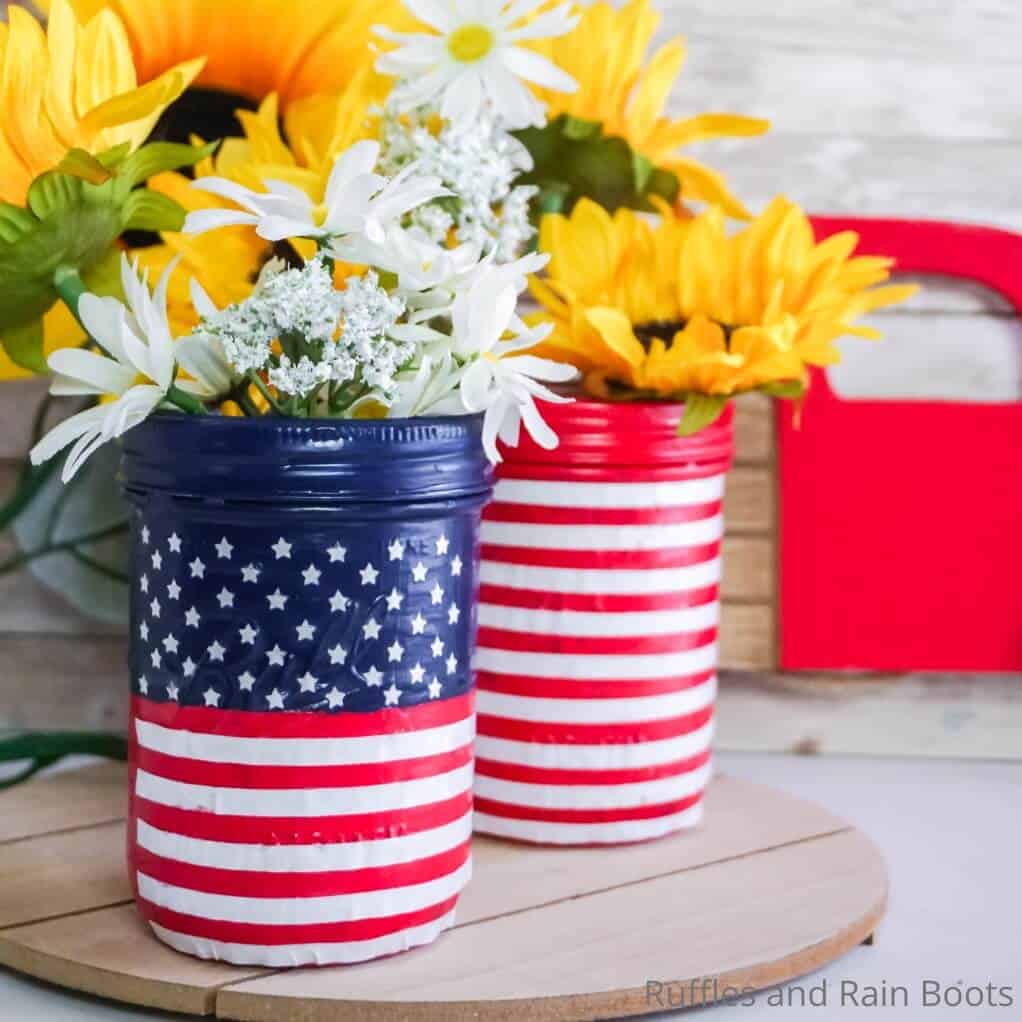 easy american flag mason jars craft idea