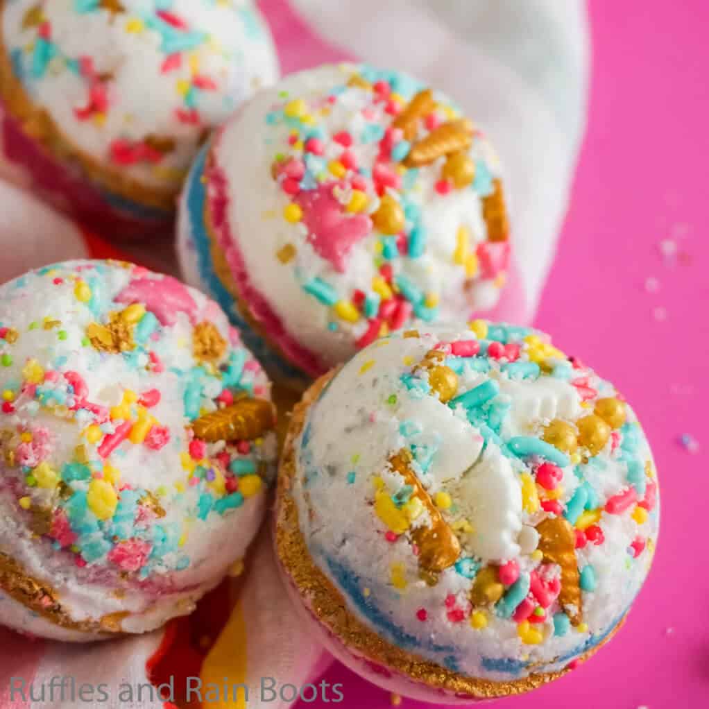 easy unicorn sprinkles bath bombs