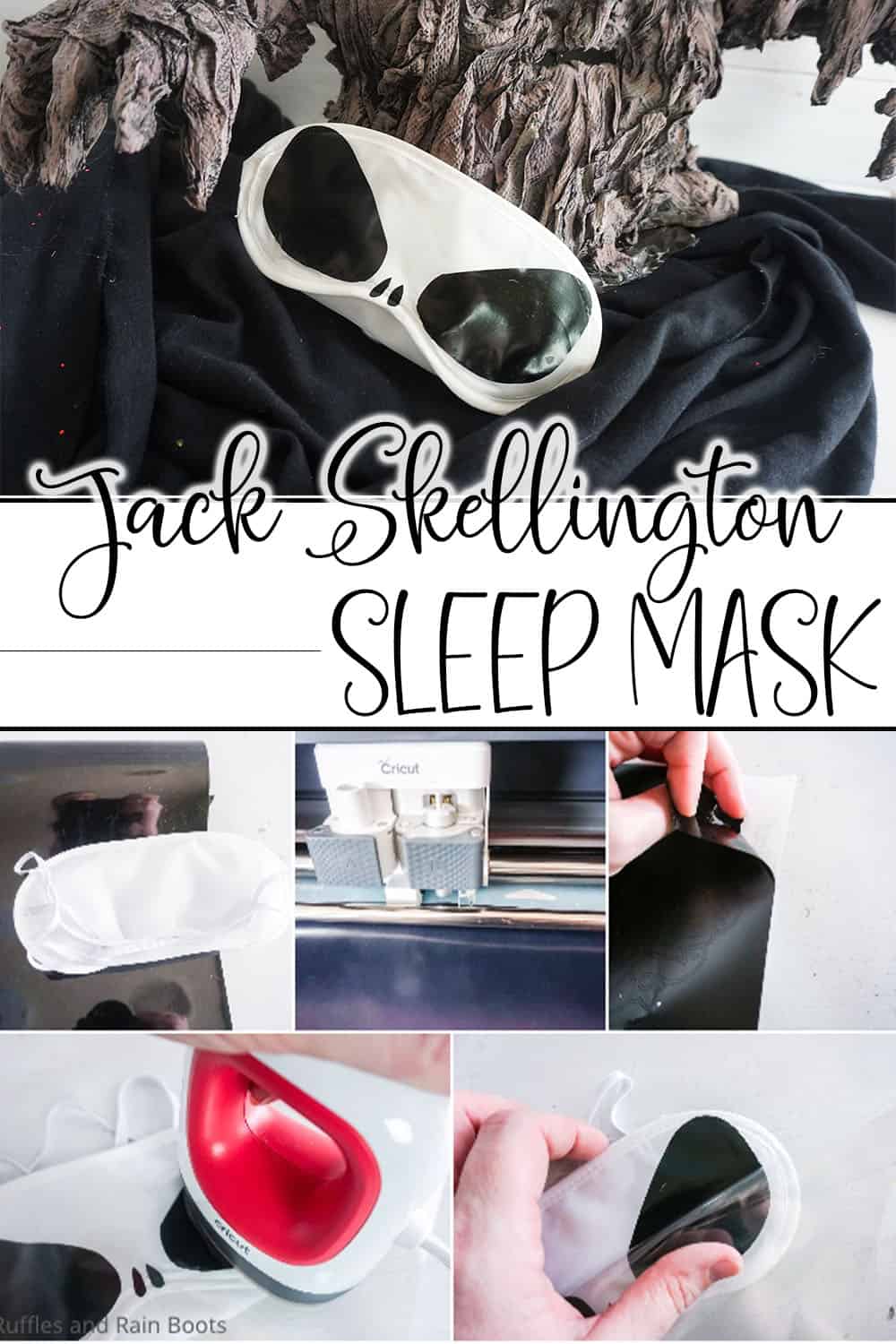 photo collage of diy fish extender gift idea with text which reads jack skellington sleep mask