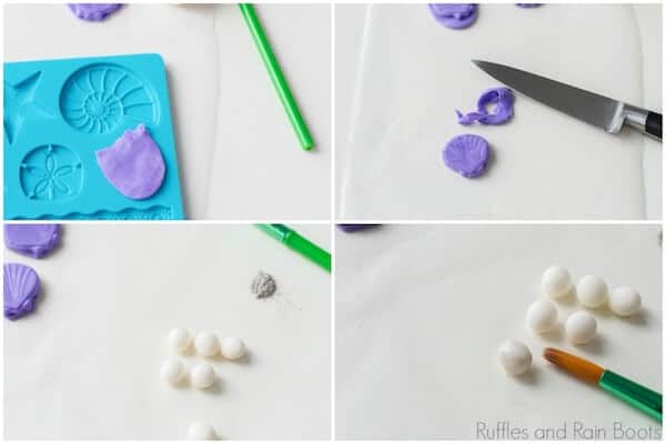 photo collage tutorial of step 1 mermaid rice krispies for a mermaid party