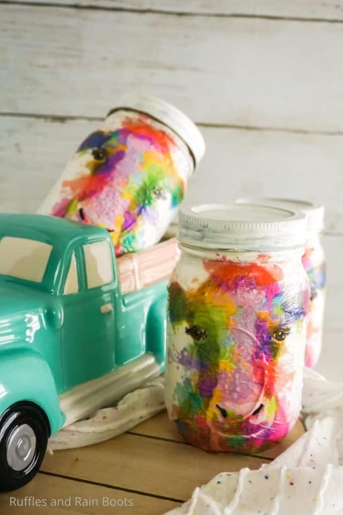 how to make a decoupaged cow jar with a rainbow cow