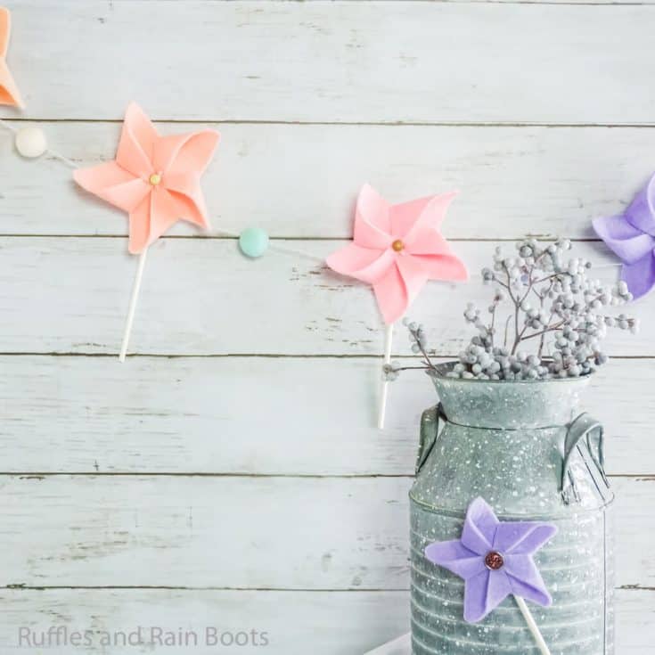 make this easy pinwheel banner or pinwheel magnet in minutes