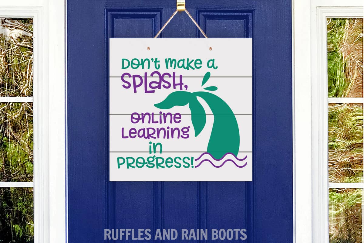 fun mermaid online learning SVG for cricut or silhouette on a door sign