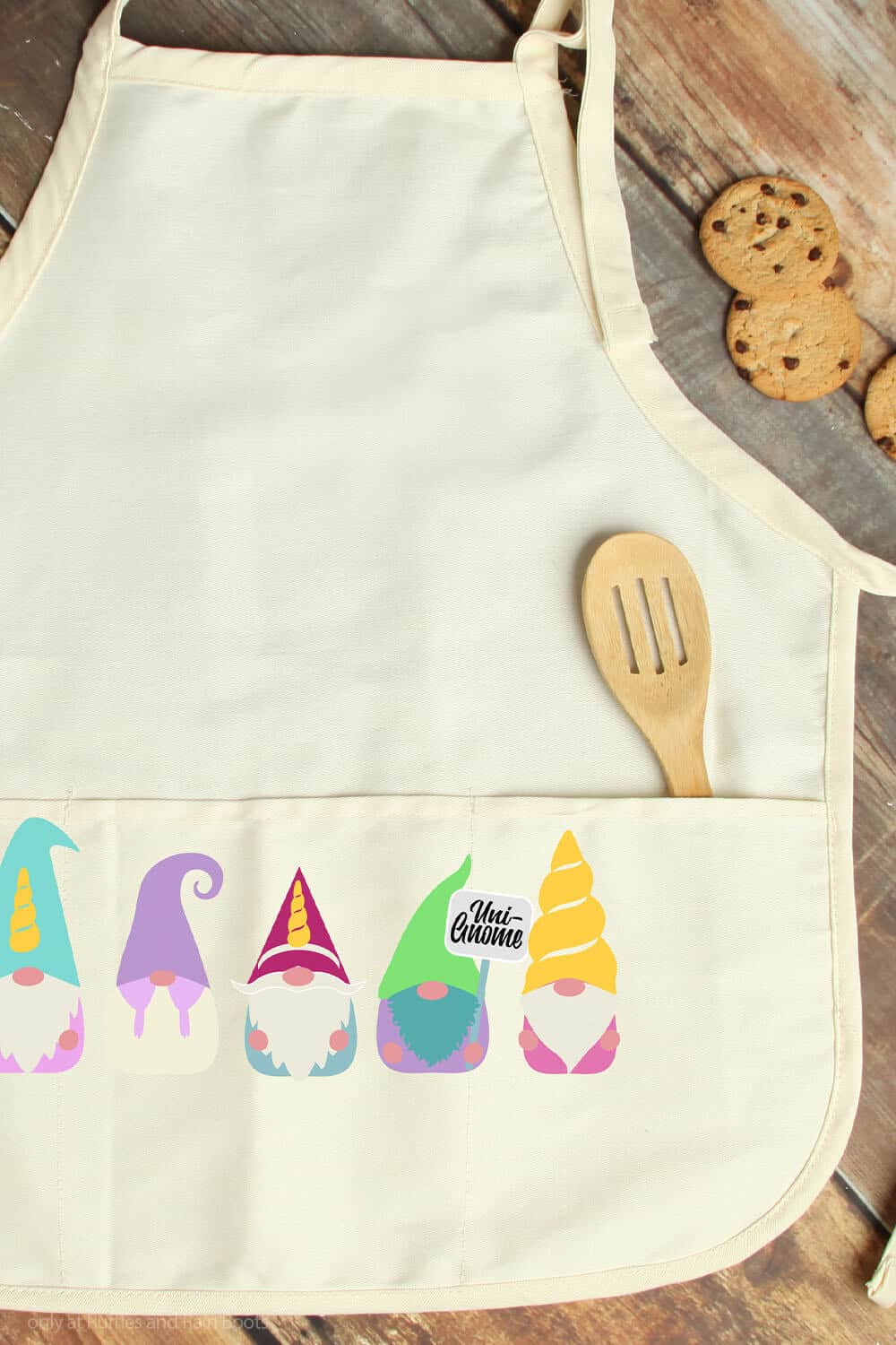 gnome unicorn cut file set on an apron