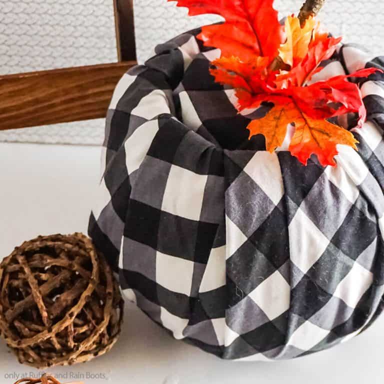easy DIY buffalo check pumpkin craft