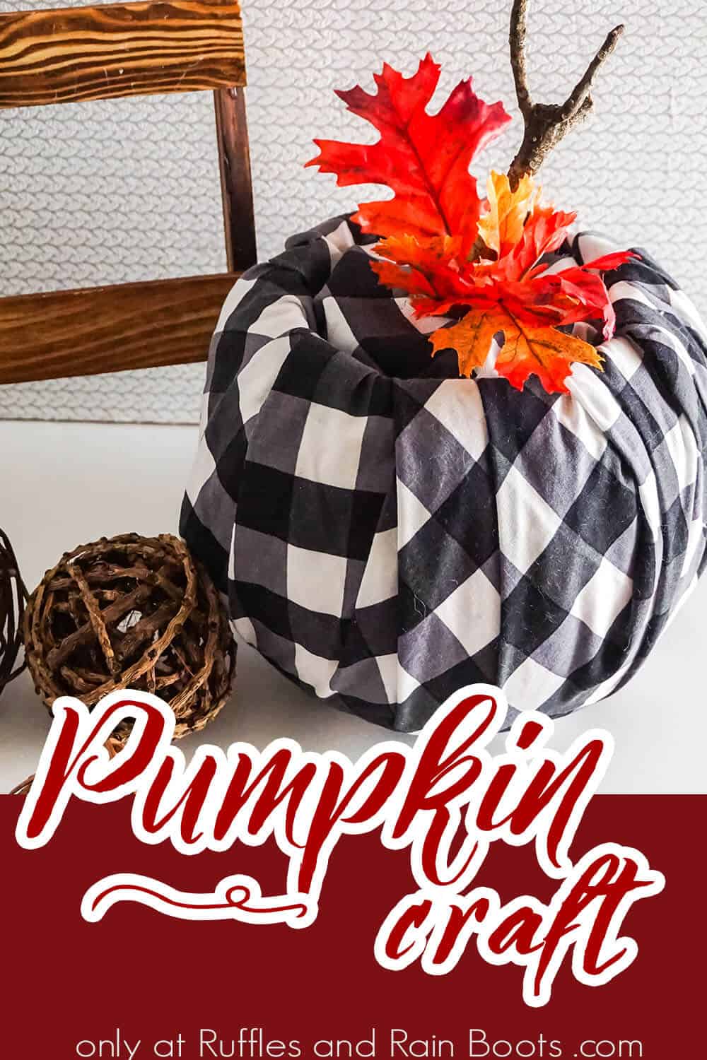 fall pumpkin decor craft with text which reads pumpkin craft