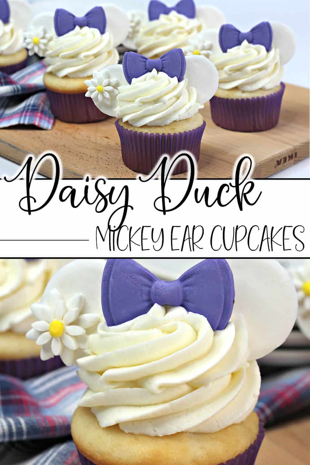photo collage of easy disney cupcake recipe for a disney cruise treat
