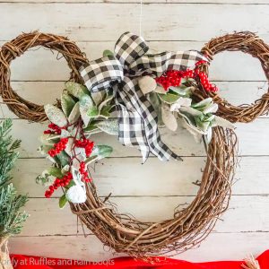 This Easy Grapevine Wreath is a Fun Mickey Christmas Wreath