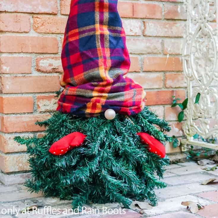 This Upcycled Christmas Tree Gnome is a Fun Porch Gnome for Winter!