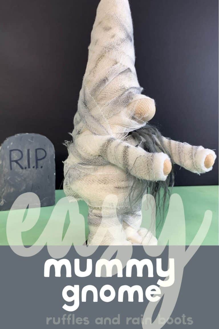 Easy DIY Halloween Mummy Gnome - Ruffles and Rain Boots