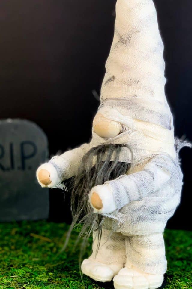 Easy DIY Halloween Mummy Gnome - Ruffles and Rain Boots