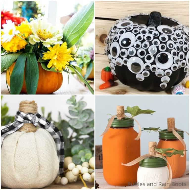 photo collage of dollar store pumpkin craft ideas