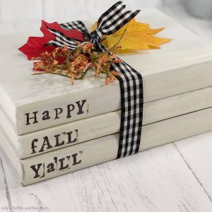 I Love This Fall Book Stack Easy Dollar Tree Craft