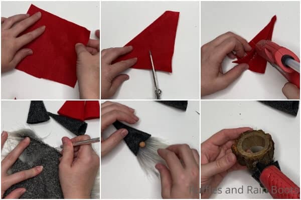 photo collage tutorial of how to make gnome napkin rings