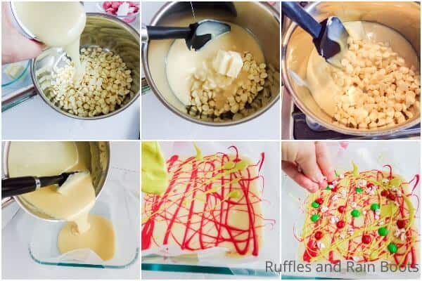 photo collage tutorial of how to make grinch fudge