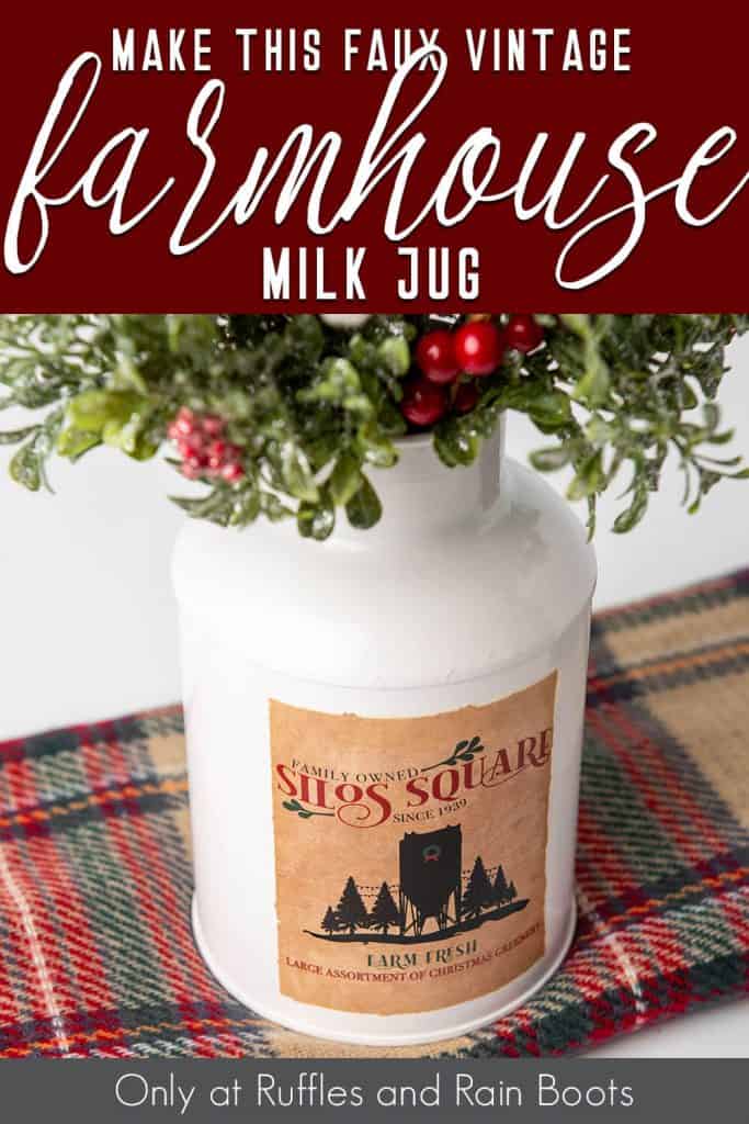 This is the Easiest Vintage Christmas Farmhouse Milk Jug Decoupage Craft