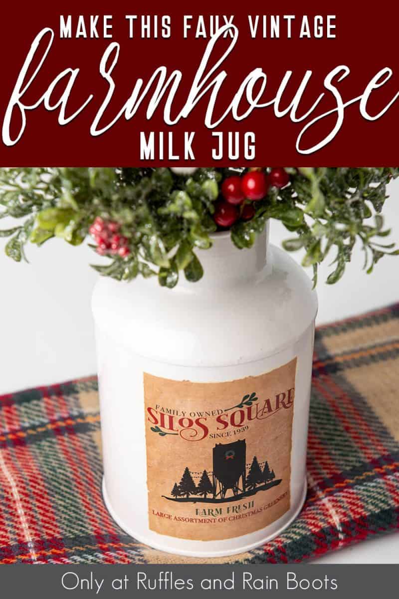 This is the Easiest Vintage Christmas Farmhouse Milk Jug Decoupage Craft