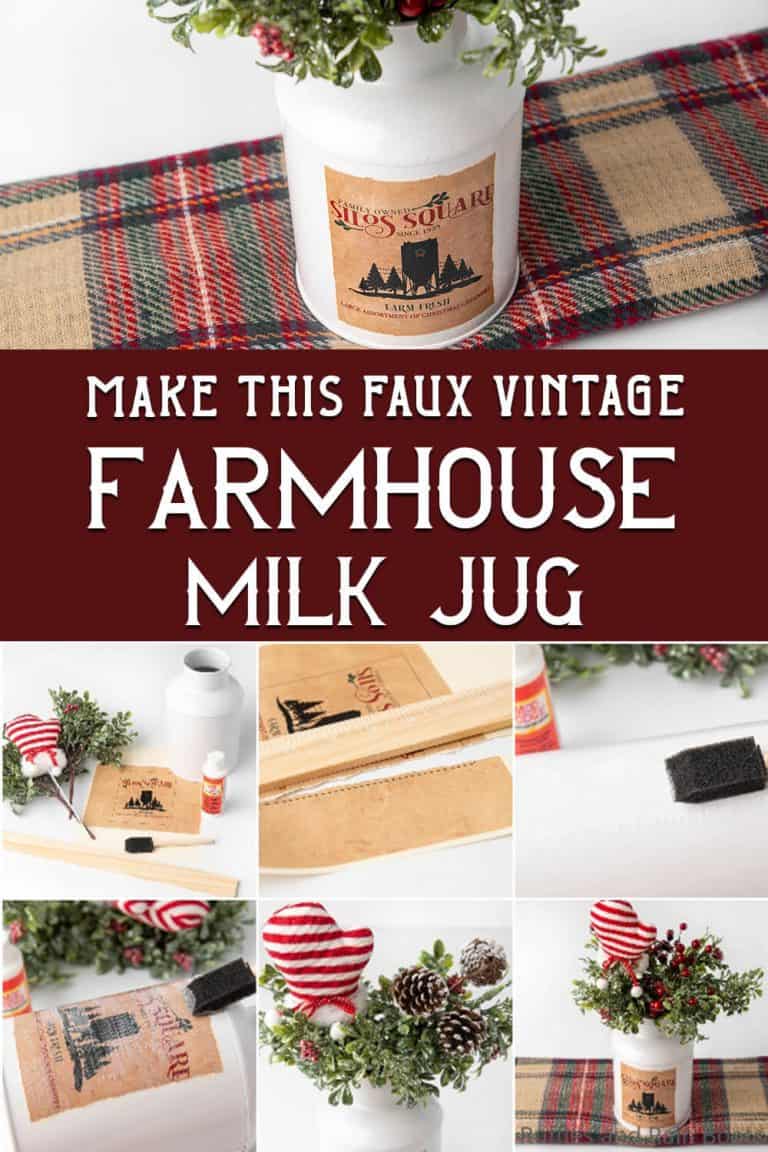 This is the Easiest Vintage Christmas Farmhouse Milk Jug Decoupage Craft