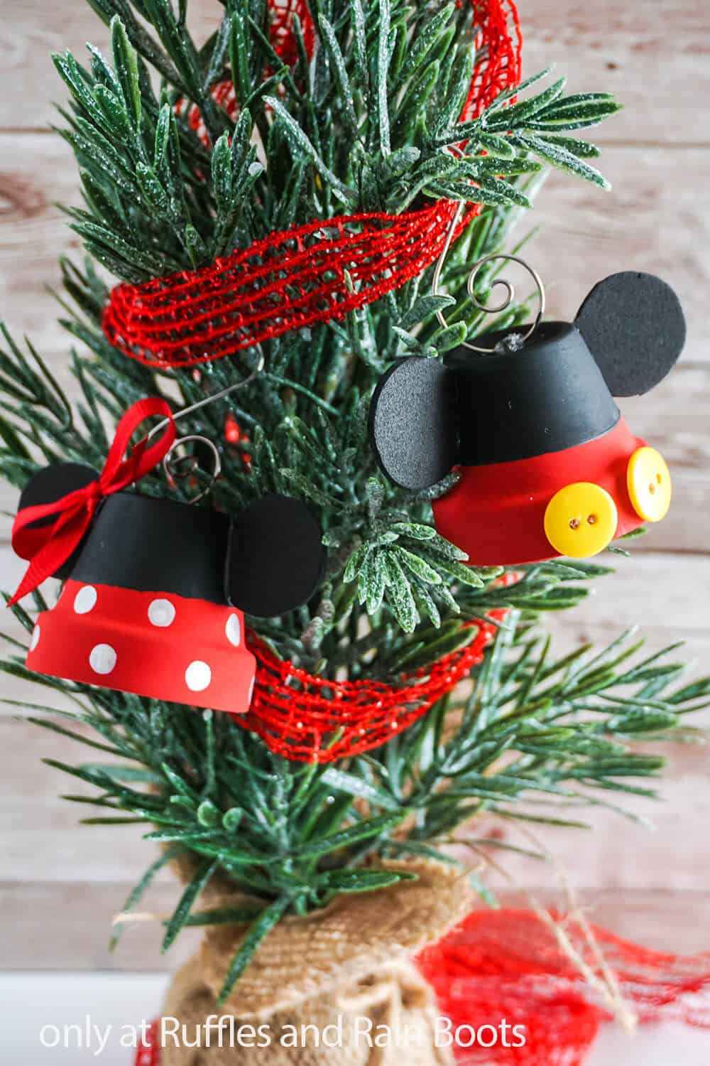 diy bell ornament craft with mickey and minnie