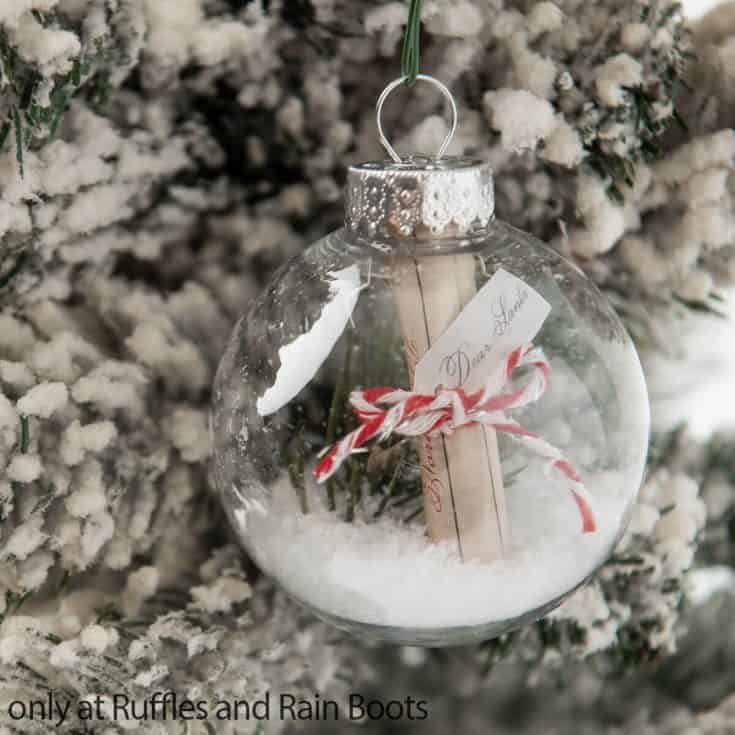 christmas ornament diy with a letter to santa claus in it