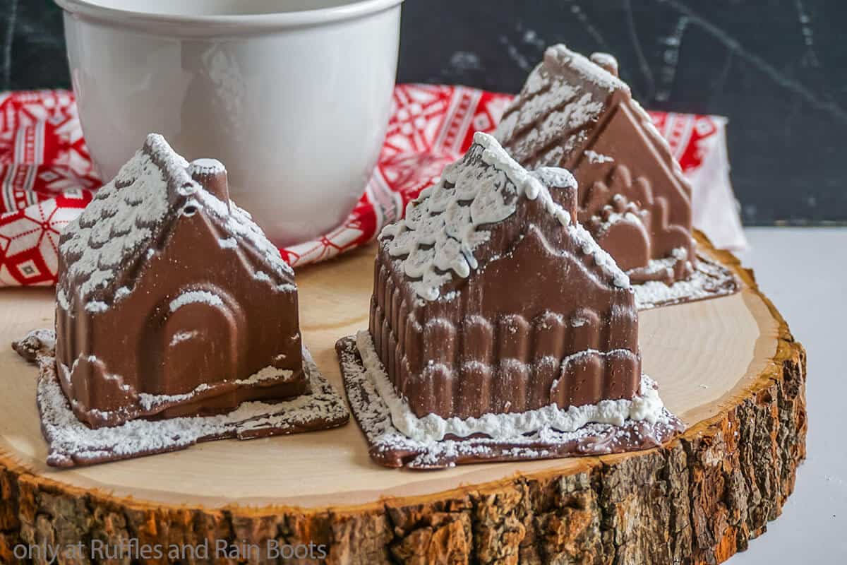 hot chocolate bomb gingerbread house shape