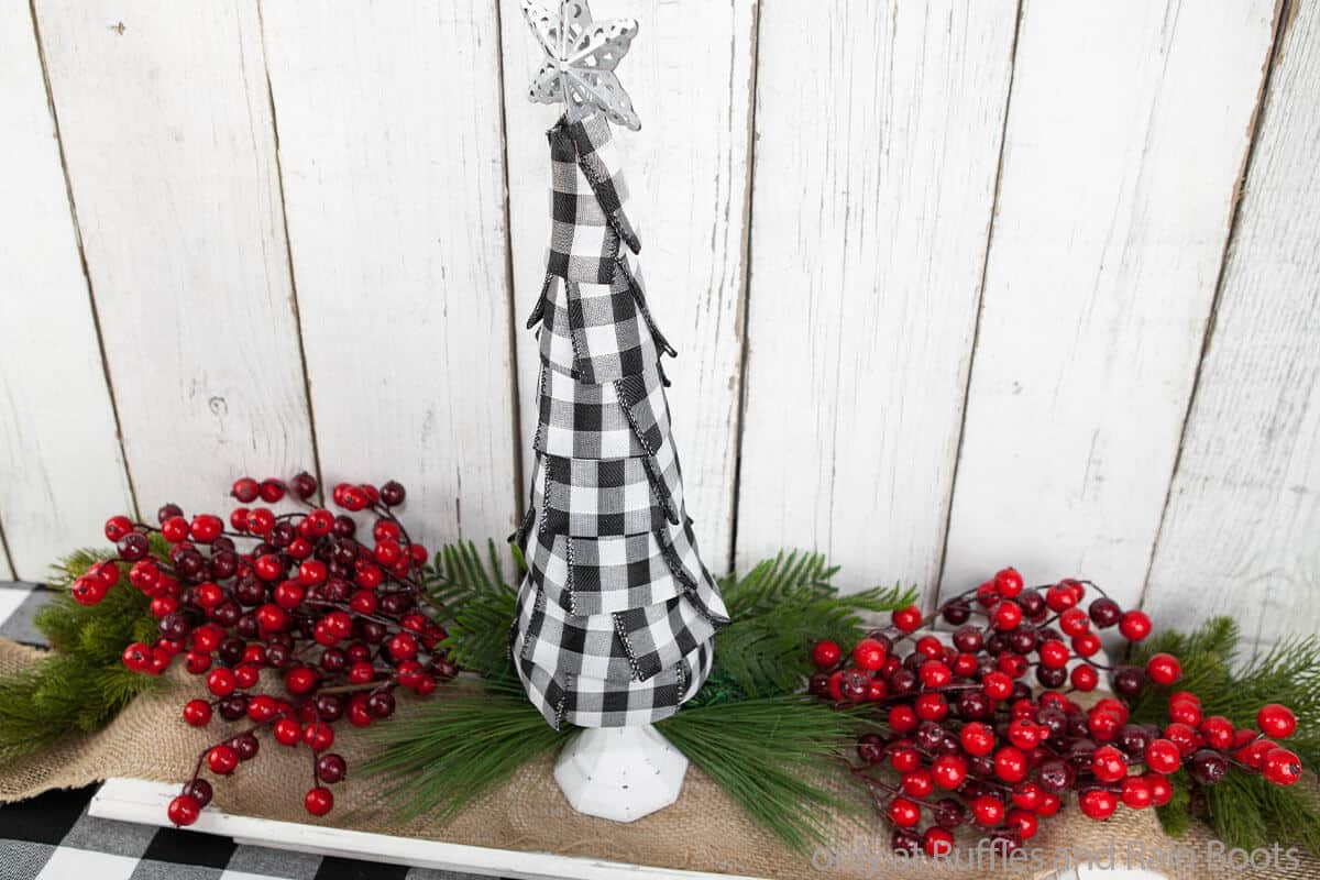 mini diy ribbon tree for holiday decor