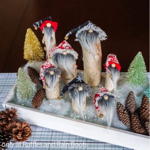 Make This Mini Log Gnome Centerpiece for a Beautiful Winter Craft!