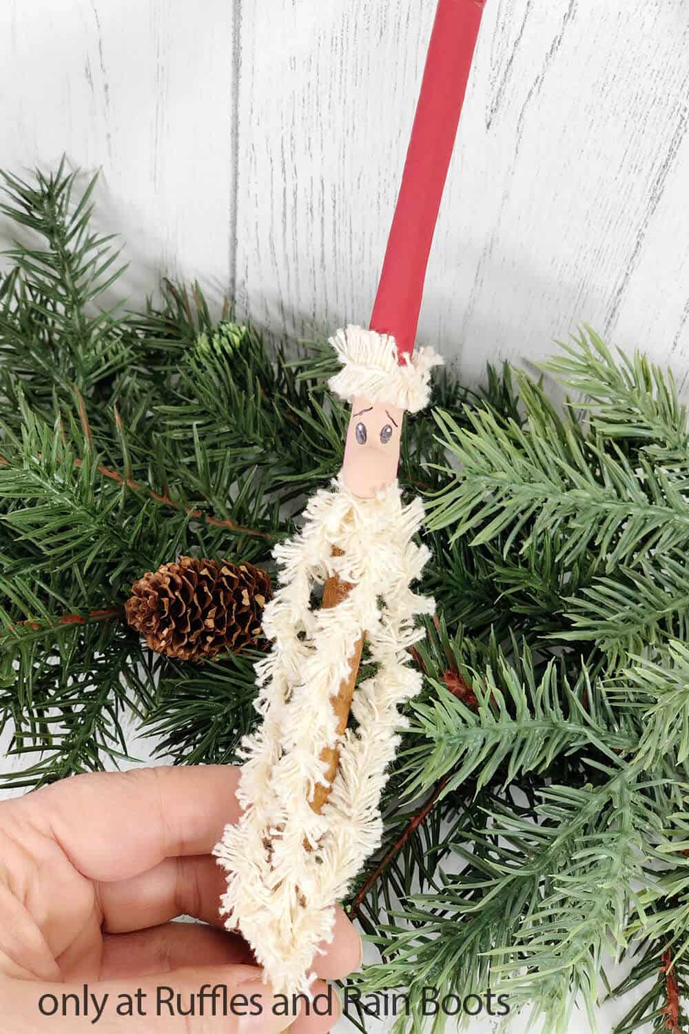 cinnamon stick santa ornament farmhouse christmas craft