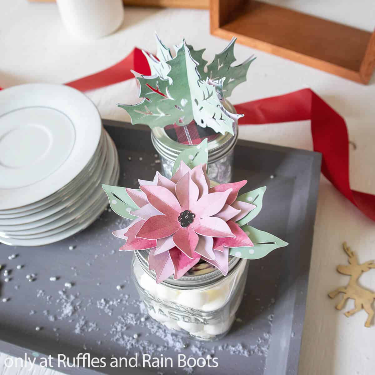 poinsettia jar topper cricut craft