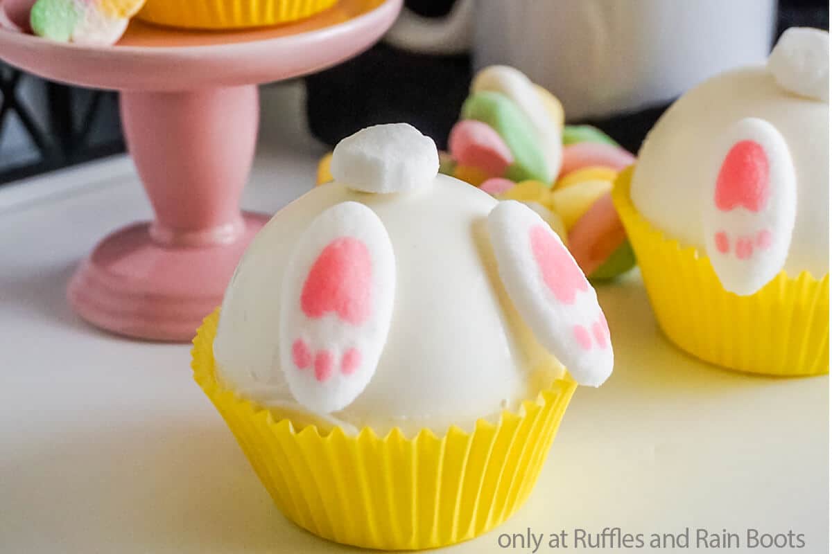 easter bunny tail hot cocoa bombs