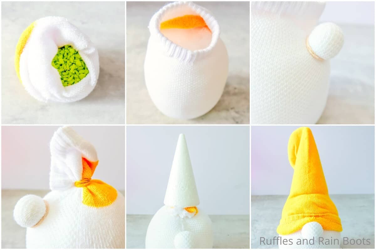 photo collage tutorial of how to make an easter bunny gnome