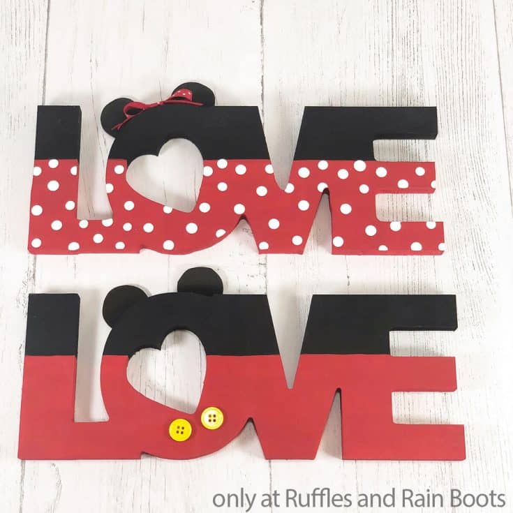 mickey love sign dollar tree craft for valentines