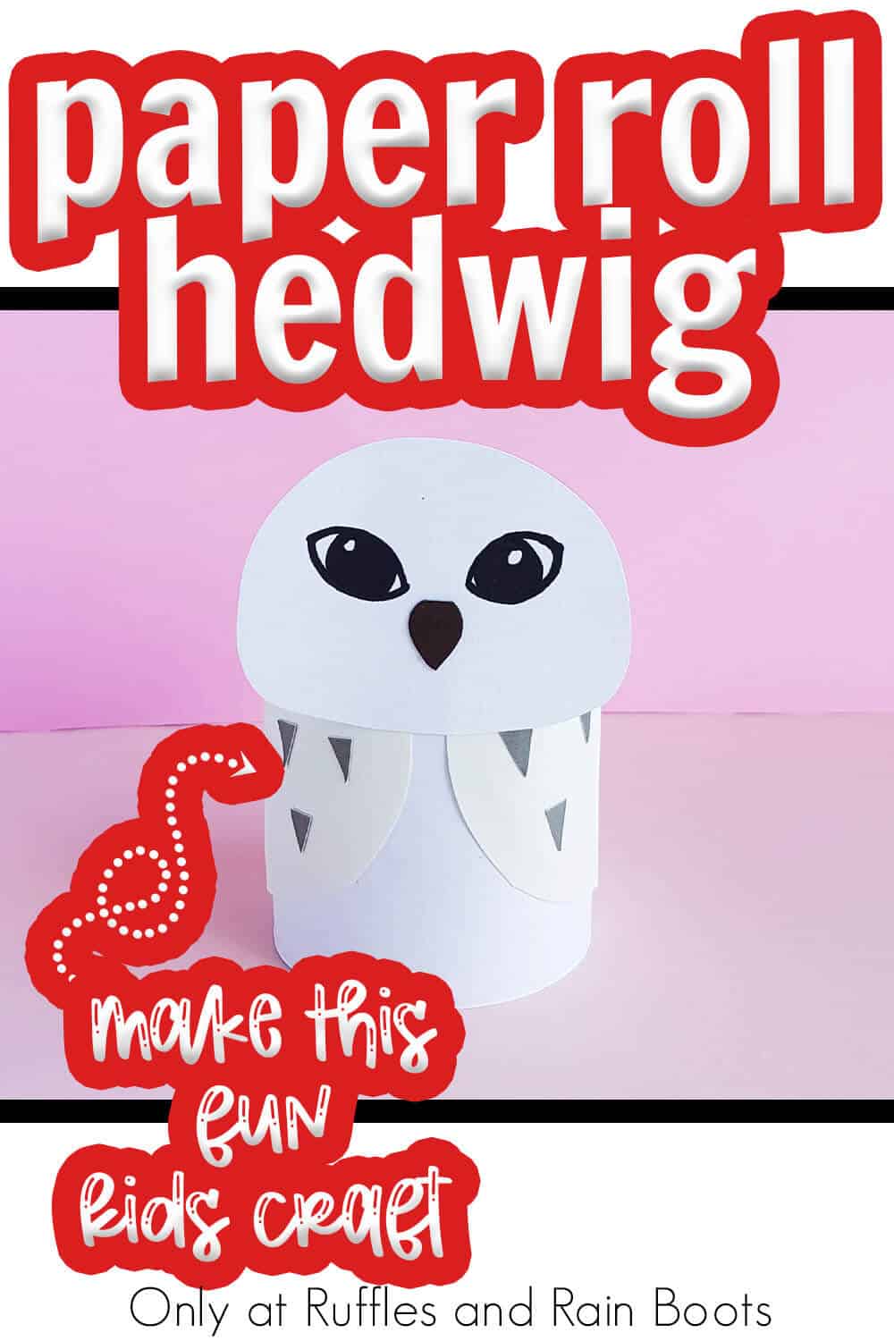 paper craft for kids hedwig owl from harry potter with text which reads paper roll hedwig make this fun kids craft