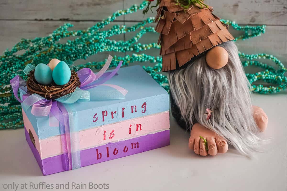 dollar tree DIY book stack for spring